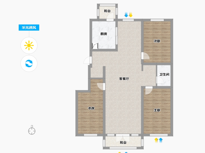 内蒙古自治区-呼伦贝尔市-澳洋花园-110.00-户型库-采光通风