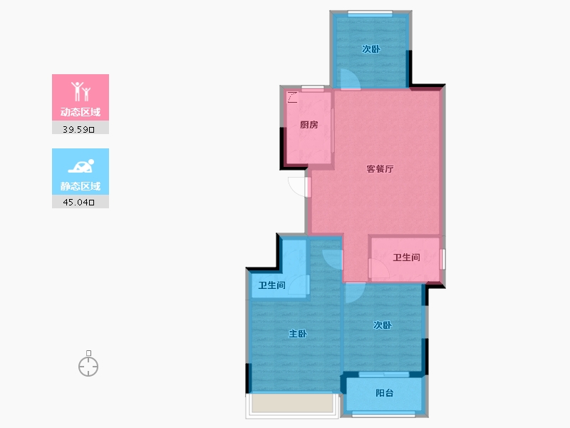 浙江省-台州市-汇成阳光珺府-76.00-户型库-动静分区