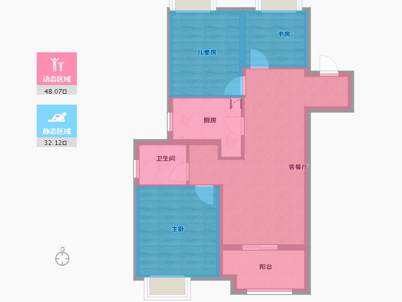 江苏省-徐州市-万科尚都会-71.19-户型库-动静分区