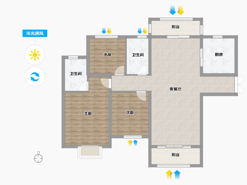 江苏省-徐州市-悦景华府-108.21-户型库-采光通风