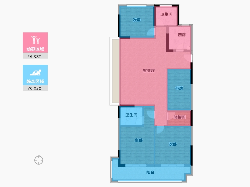 浙江省-台州市-万星观澜云著-113.60-户型库-动静分区