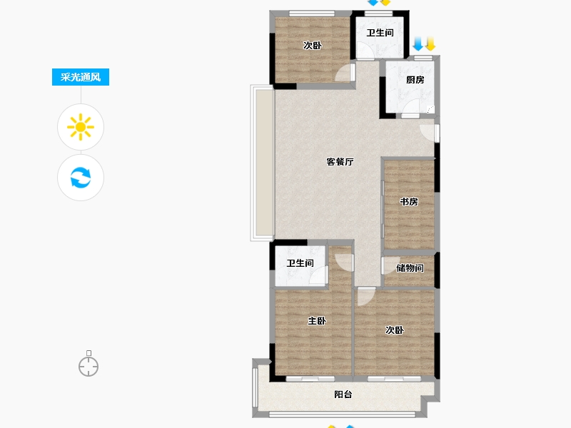 浙江省-台州市-万星观澜云著-113.60-户型库-采光通风