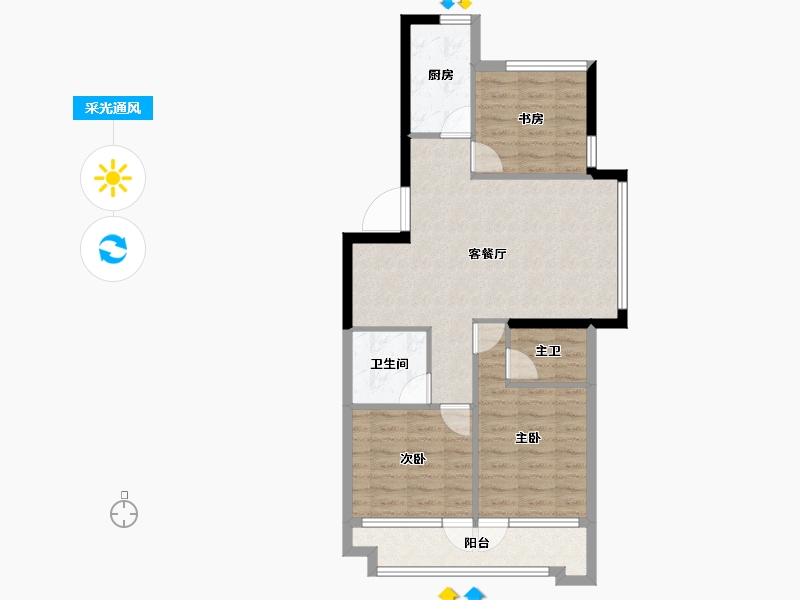 山东省-烟台市-悦岛蓝湾-72.11-户型库-采光通风