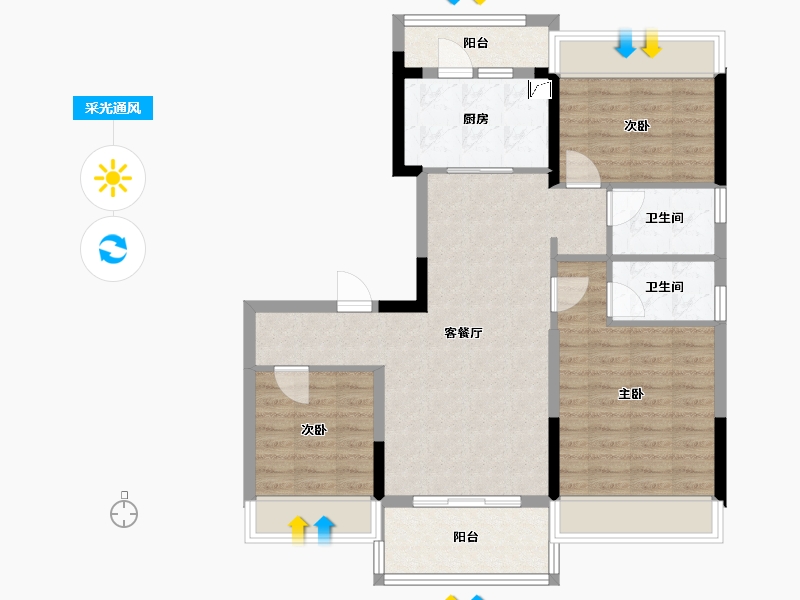 广西壮族自治区-河池市-河池碧桂园-91.00-户型库-采光通风