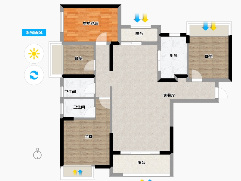 广东省-江门市-印象海伦湾-97.18-户型库-采光通风