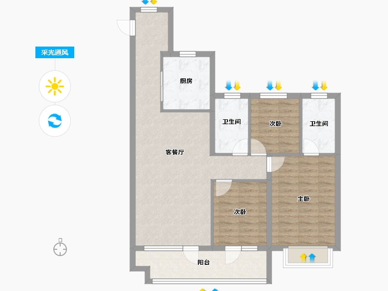 山东省-青岛市-中国中铁诺德澜湾-86.41-户型库-采光通风