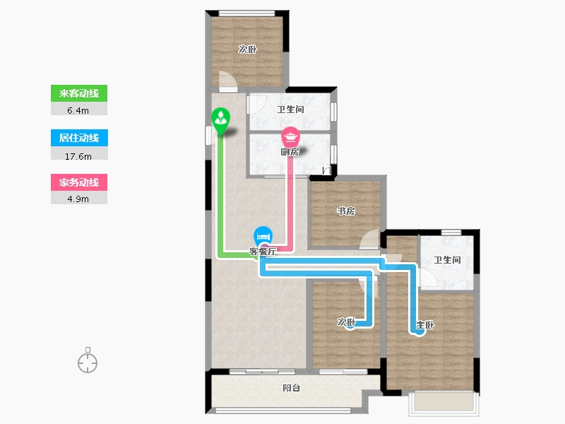 浙江省-台州市-万星观澜云著-110.40-户型库-动静线