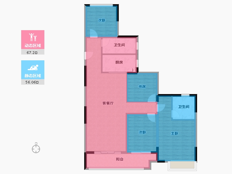 浙江省-台州市-万星观澜云著-110.40-户型库-动静分区