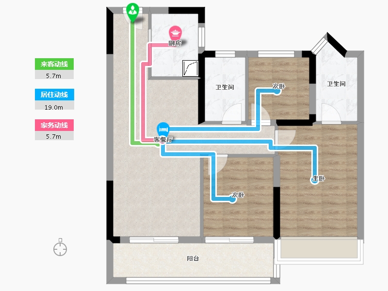 浙江省-绍兴市-世茂美的云筑-80.00-户型库-动静线