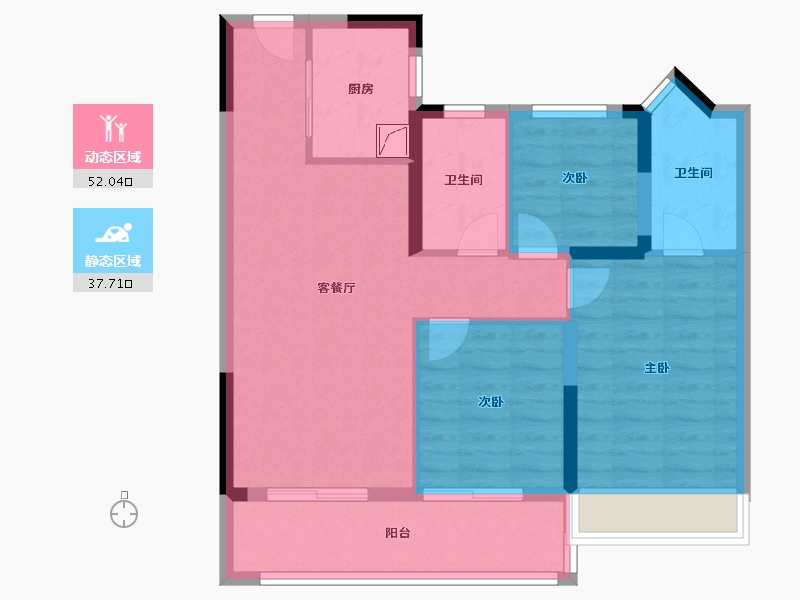 浙江省-绍兴市-世茂美的云筑-80.00-户型库-动静分区