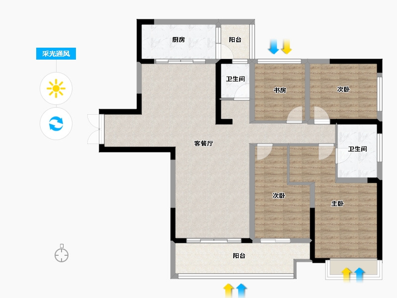 重庆-重庆市-江北嘴公园里-118.34-户型库-采光通风