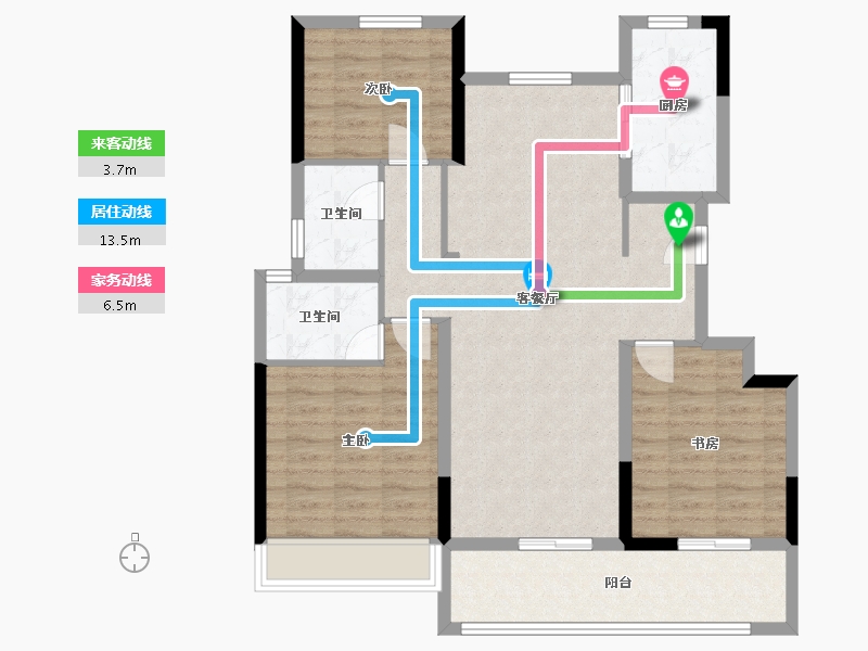 安徽省-淮北市-理想城-96.00-户型库-动静线