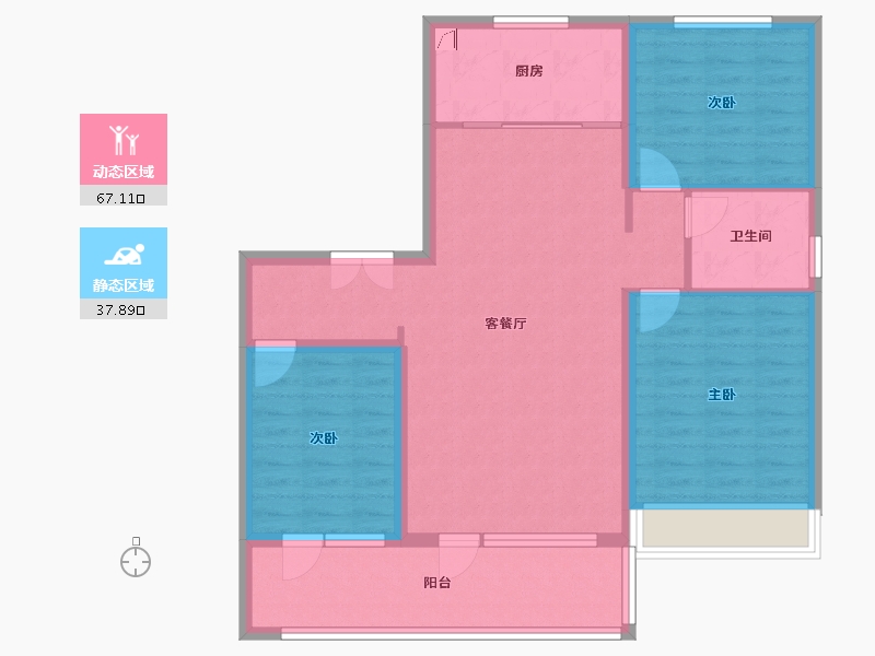 山东省-潍坊市-清河熙华园-96.00-户型库-动静分区