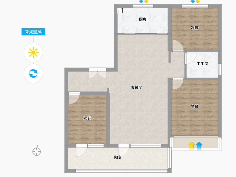 山东省-潍坊市-清河熙华园-96.00-户型库-采光通风