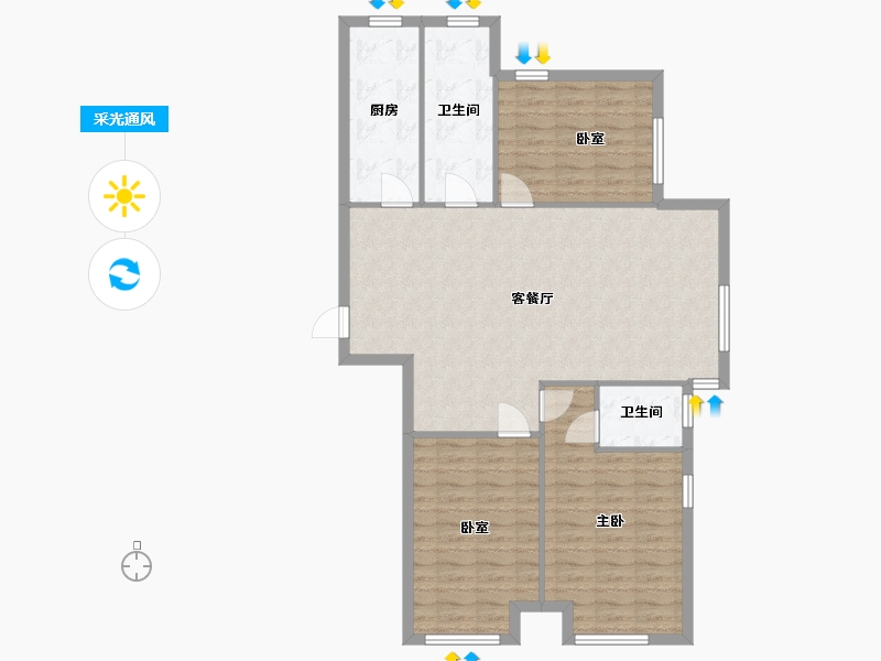 河北省-廊坊市-林荫大道-104.00-户型库-采光通风