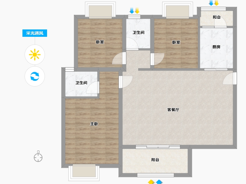 陕西省-汉中市-恒基馨城-100.00-户型库-采光通风