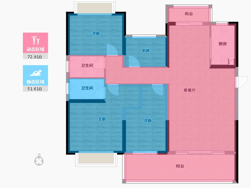 湖南省-永州市-碧桂园·新都荟-114.66-户型库-动静分区