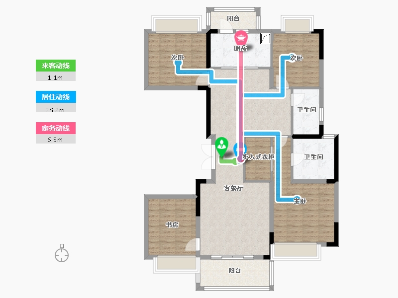 四川省-成都市-中洲锦城湖岸-128.00-户型库-动静线