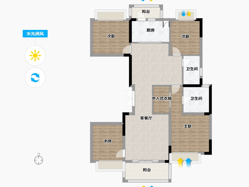 四川省-成都市-中洲锦城湖岸-128.00-户型库-采光通风