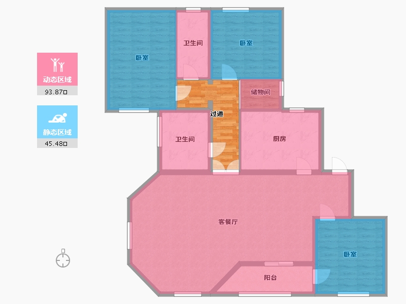 广东省-东莞市-卧龙新村-132.80-户型库-动静分区