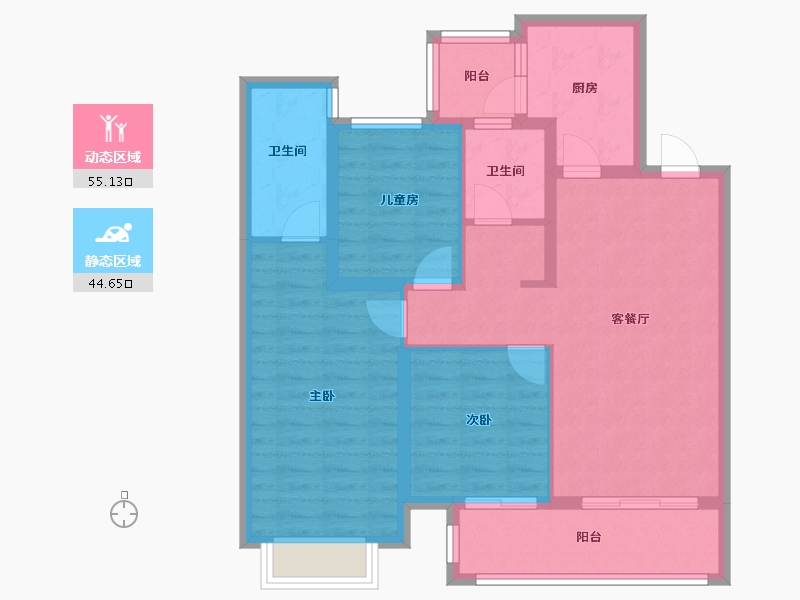 云南省-昆明市-绿地海之城-89.00-户型库-动静分区