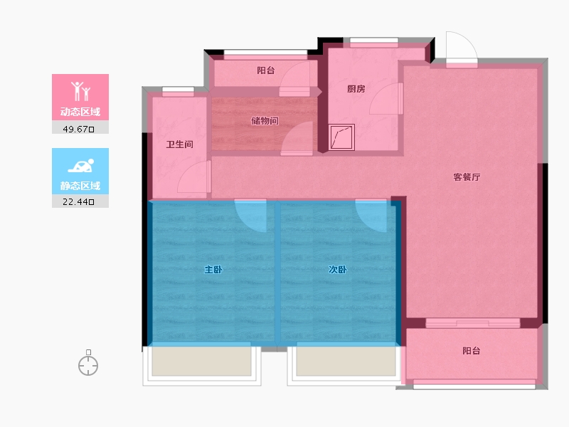 江苏省-苏州市-九龙仓蔚蓝花园-72.00-户型库-动静分区