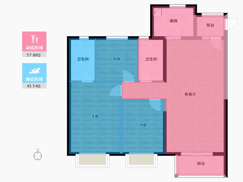 陕西省-西安市-华润置地未来城市-97.00-户型库-动静分区