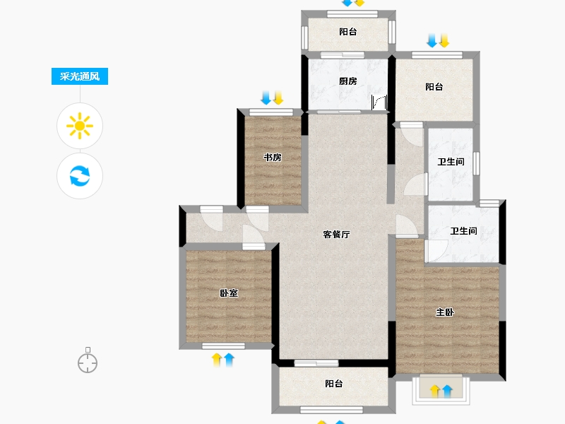 广东省-惠州市-蓝光雍和园-100.86-户型库-采光通风