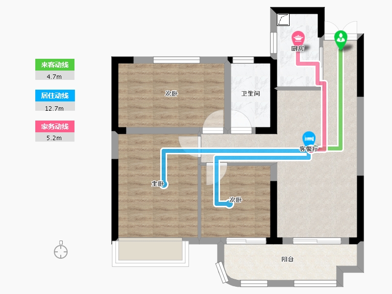 湖北省-荆州市-楚天都市·信园-70.00-户型库-动静线