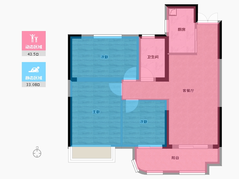 湖北省-荆州市-楚天都市·信园-70.00-户型库-动静分区