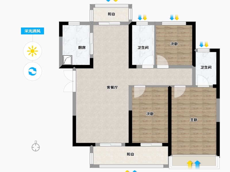 河南省-平顶山市-领创大地城-104.00-户型库-采光通风