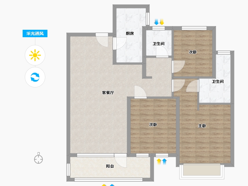 山东省-菏泽市-中璟·珑璟湾-98.00-户型库-采光通风