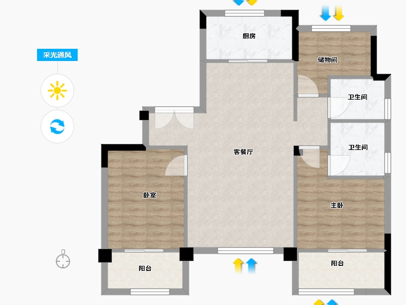 浙江省-宁波市-锦宁府-88.00-户型库-采光通风