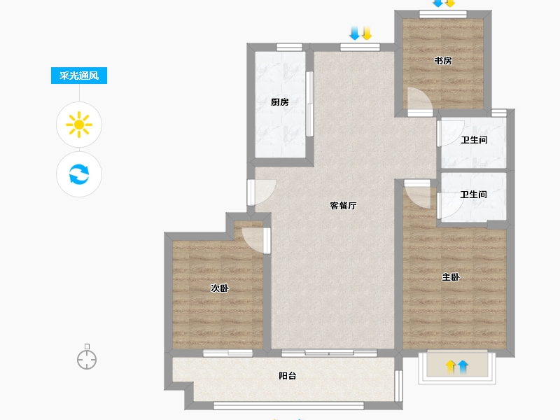 山东省-聊城市-世家如意府-97.80-户型库-采光通风