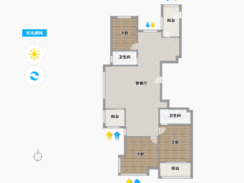 浙江省-温州市-锦佳华庭-133.00-户型库-采光通风