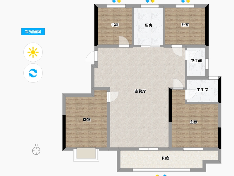 江苏省-泰州市-锦艺映月春风-111.96-户型库-采光通风