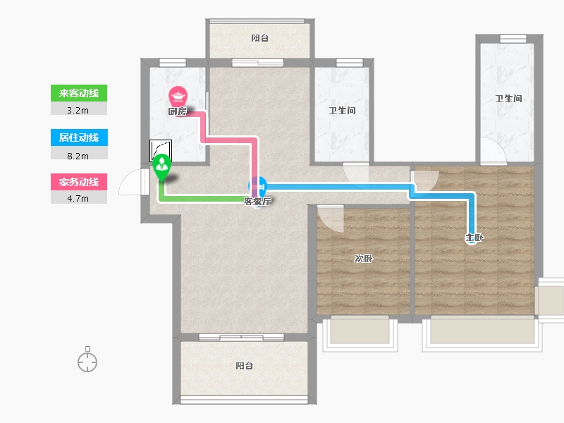 广东省-佛山市-恒福新里程花园-80.00-户型库-动静线