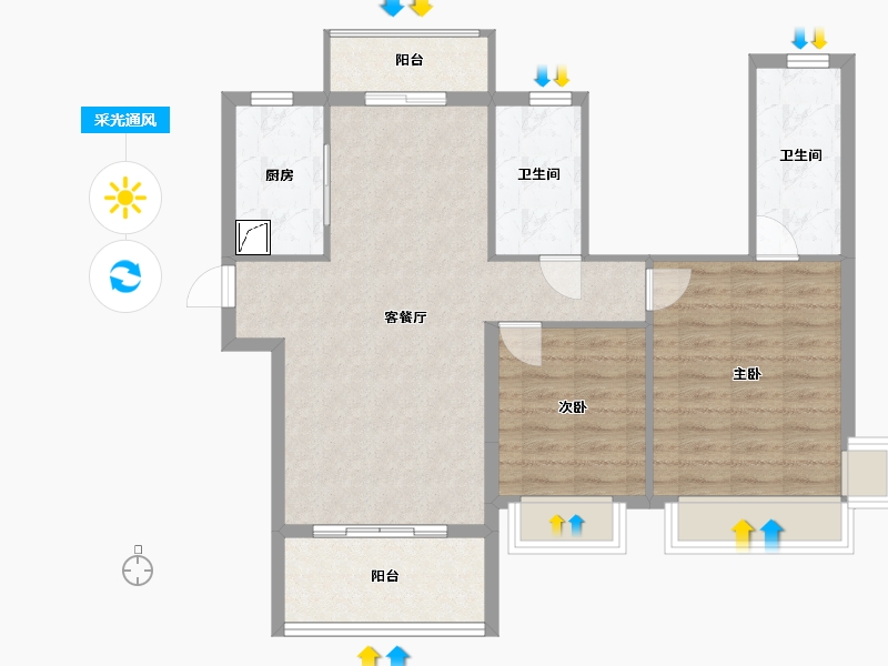 广东省-佛山市-恒福新里程花园-80.00-户型库-采光通风