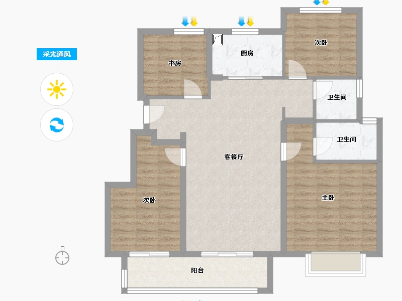 浙江省-宁波市-光宇云著-101.00-户型库-采光通风