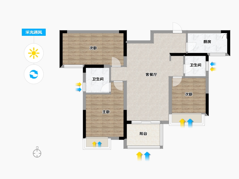 四川省-成都市-华侨城粼港樾府-88.00-户型库-采光通风