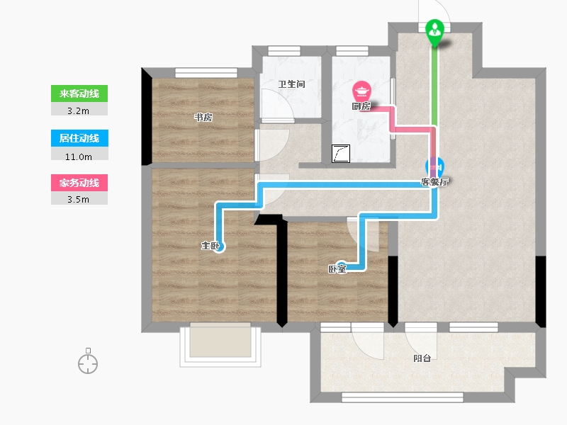 山东省-青岛市-蔚蓝天地-67.00-户型库-动静线