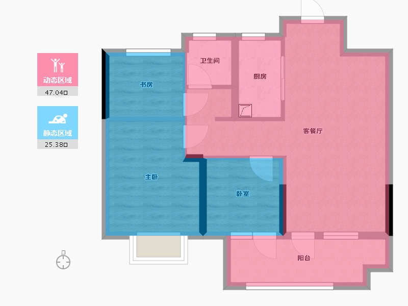 山东省-青岛市-蔚蓝天地-67.00-户型库-动静分区