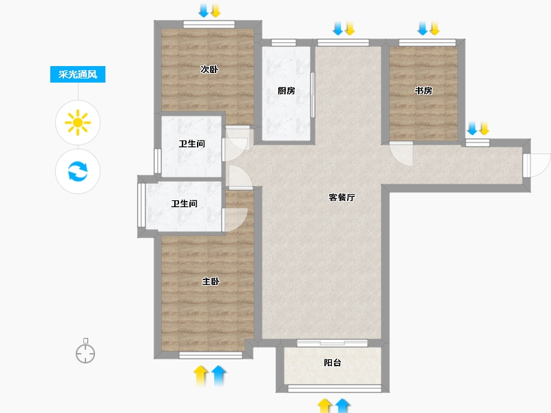 河北省-保定市-香邑溪谷二期上园-90.00-户型库-采光通风