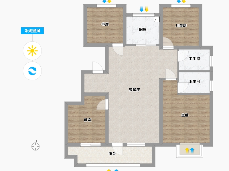 山东省-青岛市-中梁首府-98.00-户型库-采光通风