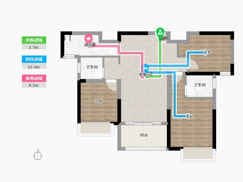 甘肃省-天水市-中梁壹号院-85.00-户型库-动静线