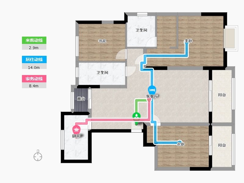 山东省-威海市-威高·水韵康桥A区-111.00-户型库-动静线