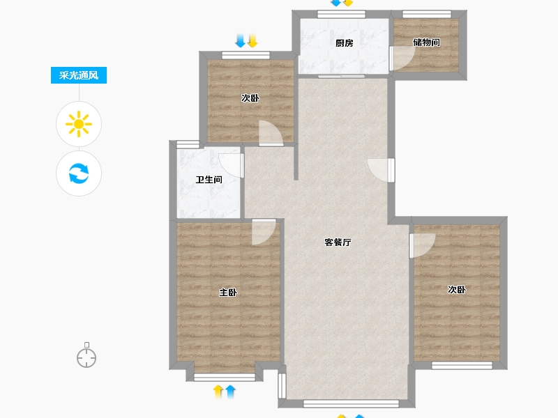 宁夏回族自治区-银川市-蓝景苑-110.00-户型库-采光通风