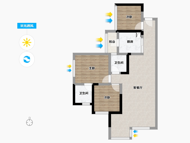 四川省-广元市-阳光利州公馆-82.00-户型库-采光通风