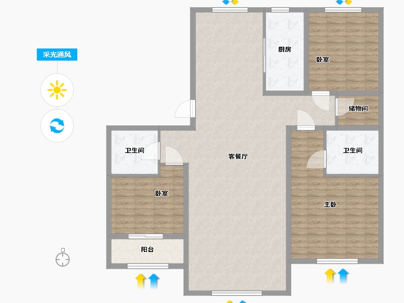 河北省-张家口市-京西裕源小区-144.00-户型库-采光通风