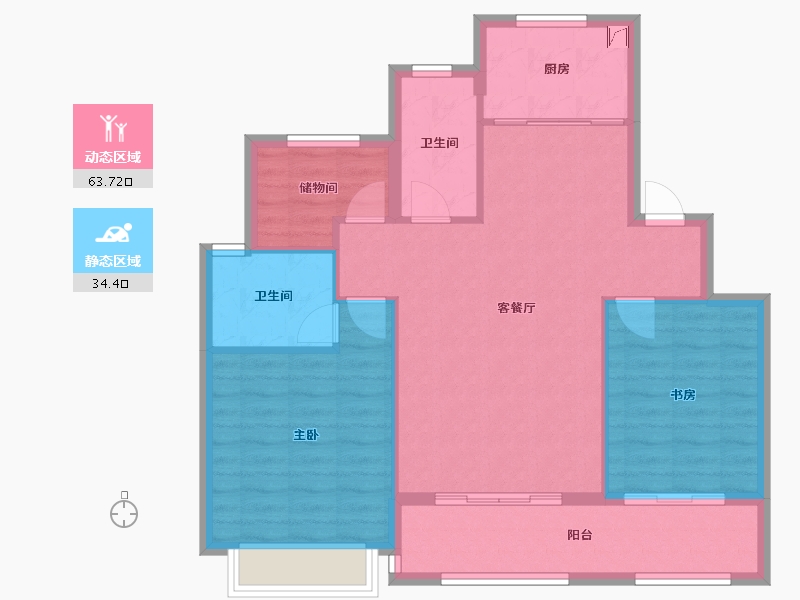 浙江省-绍兴市-祥生云栖花园-96.00-户型库-动静分区